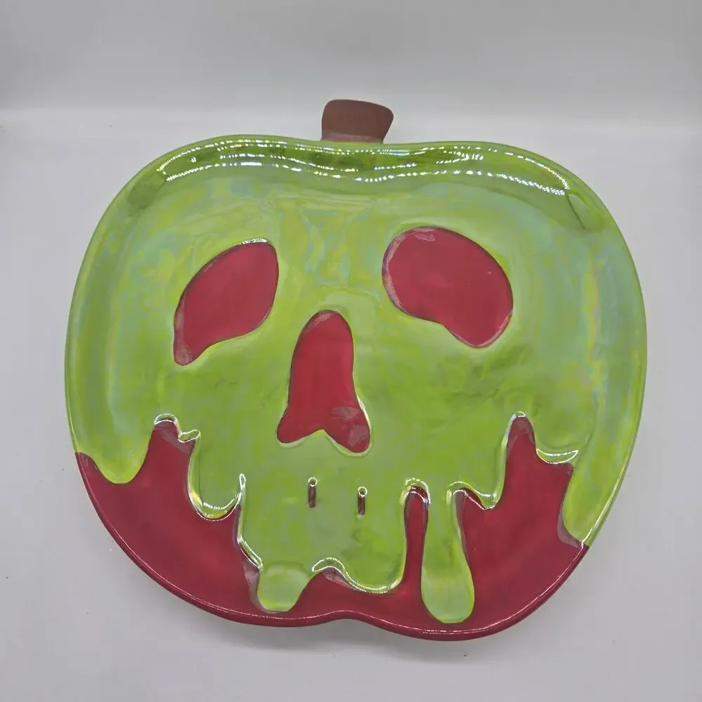 Disney Villains Poison Apple Large Serving Platter Green Red Halloween 14x14